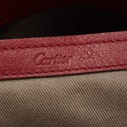 Pre Owned حقيبة ساتشل كارتييه سي دو كارتييه جلد أحمر داكن متوسطة