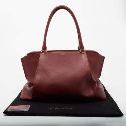 Pre Owned حقيبة ساتشل كارتييه سي دو كارتييه جلد أحمر داكن متوسطة