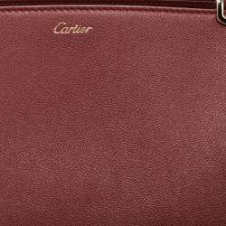 Pre Owned حقيبة ساتشل كارتييه سي دو كارتييه جلد أحمر داكن متوسطة