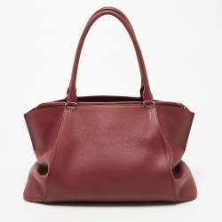 Pre Owned حقيبة ساتشل كارتييه سي دو كارتييه جلد أحمر داكن متوسطة