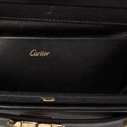 Pre Owned Cartier Black Leather Panthere De Cartier Chain Clutch