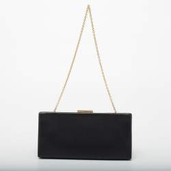 Pre Owned Cartier Black Leather Panthere De Cartier Chain Clutch