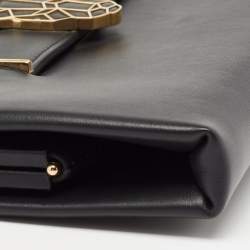 Pre Owned Cartier Black Leather Panthere De Cartier Chain Clutch