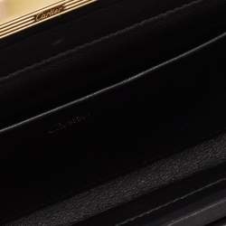 Pre Owned Cartier Black Leather Panthere De Cartier Chain Clutch