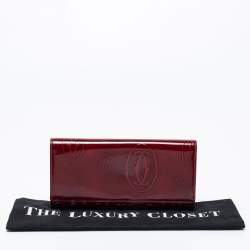 Pre Owned Cartier Red Patent Leather Happy Birthday Continental Wallet