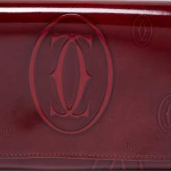Pre Owned Cartier Red Patent Leather Happy Birthday Continental Wallet