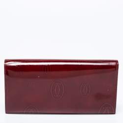 Pre Owned Cartier Red Patent Leather Happy Birthday Continental Wallet