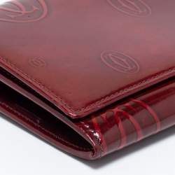Pre Owned Cartier Red Patent Leather Happy Birthday Continental Wallet