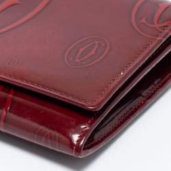 Pre Owned Cartier Red Patent Leather Happy Birthday Continental Wallet