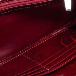Pre Owned Cartier Red Patent Leather Happy Birthday Continental Wallet