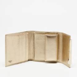 مملوكة مسبقًا Cartier Metallic Gold Leather Compact Wallet