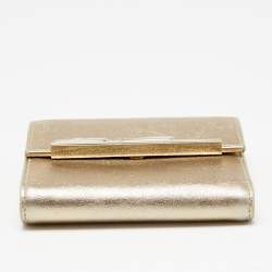 مملوكة مسبقًا Cartier Metallic Gold Leather Compact Wallet