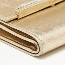 مملوكة مسبقًا Cartier Metallic Gold Leather Compact Wallet