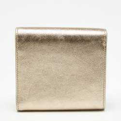 مملوكة مسبقًا Cartier Metallic Gold Leather Compact Wallet