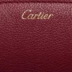 Pre Owned Cartier Burgundy Leather C De Cartier Clutch