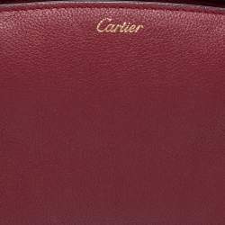Pre Owned Cartier Burgundy Leather C De Cartier Clutch