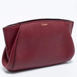 Pre Owned Cartier Burgundy Leather C De Cartier Clutch