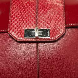 Pre Owned Cartier Red Leather/Patent Leather and Python Classic Feminine Line Chain Bag