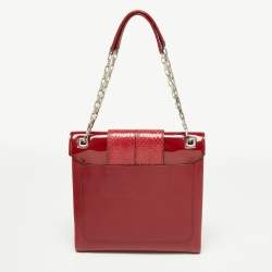 Pre Owned Cartier Red Leather/Patent Leather and Python Classic Feminine Line Chain Bag