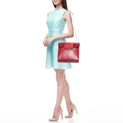 Pre Owned Cartier Red Leather/Patent Leather and Python Classic Feminine Line Chain Bag