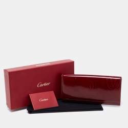 Pre Owned Cartier Maroon Patent Leather Happy Birthday Continental Wallet