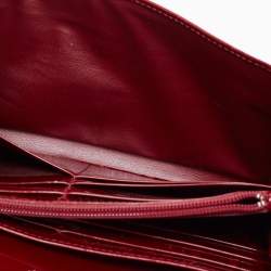 Pre Owned Cartier Maroon Patent Leather Happy Birthday Continental Wallet