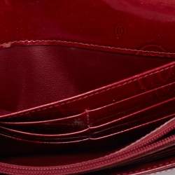 Pre Owned Cartier Maroon Patent Leather Happy Birthday Continental Wallet