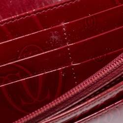Pre Owned Cartier Maroon Patent Leather Happy Birthday Continental Wallet