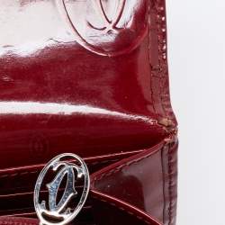 Pre Owned Cartier Maroon Patent Leather Happy Birthday Continental Wallet