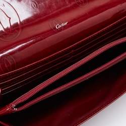 Pre Owned Cartier Maroon Patent Leather Happy Birthday Continental Wallet