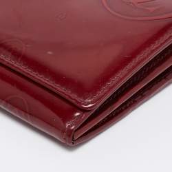 Pre Owned Cartier Maroon Patent Leather Happy Birthday Continental Wallet