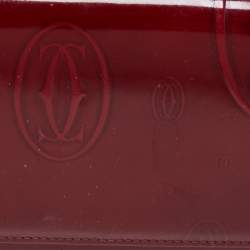 Pre Owned Cartier Maroon Patent Leather Happy Birthday Continental Wallet