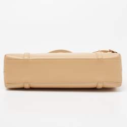 Pre Owned Cartier Beige Leather Cabochon Flap Shoulder Bag