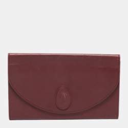 Cartier Burgundy Leather Vintage Les Must de Cartier Clutch