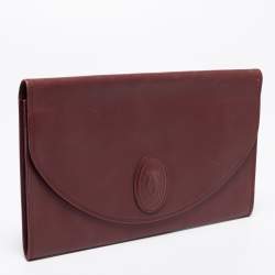 Cartier Burgundy Leather Vintage Les Must de Cartier Clutch