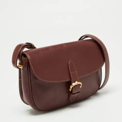 Pre Owned Cartier Burgundy Leather Must de Cartier Crossbody Bag
