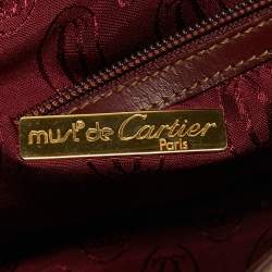 Pre Owned Cartier Burgundy Leather Must de Cartier Crossbody Bag
