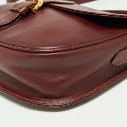 Pre Owned Cartier Burgundy Leather Must de Cartier Crossbody Bag