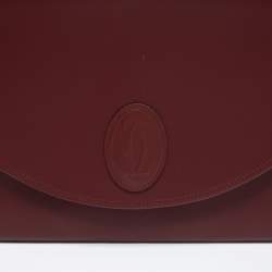 Pre Owned Cartier Burgundy Leather Vintage Les Must de Cartier Clutch