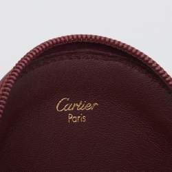 Pre Owned حافظة عملات معدنية مستديرة كارتييه مست دو جلد عنابية