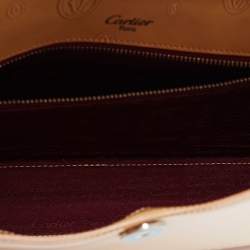 Pre Owned Cartier Beige Embossed Leather Happy Birthday Shoulder Bag