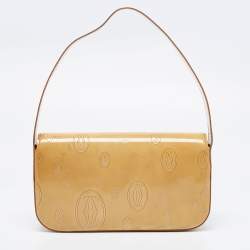 Pre Owned Cartier Beige Embossed Leather Happy Birthday Shoulder Bag