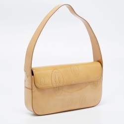 Pre Owned Cartier Beige Embossed Leather Happy Birthday Shoulder Bag