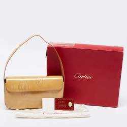 Pre Owned Cartier Beige Embossed Leather Happy Birthday Shoulder Bag