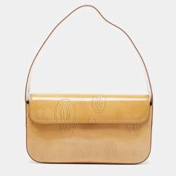 Pre Owned Cartier Beige Embossed Leather Happy Birthday Shoulder Bag