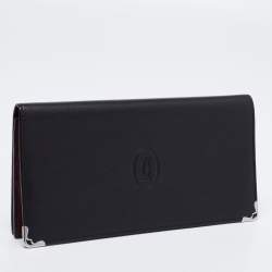 Pre Owned Cartier Black/Red Leather Must de Cartier Continental Wallet 
