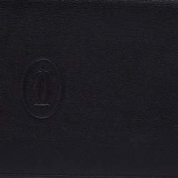 Pre Owned Cartier Black/Red Leather Must de Cartier Continental Wallet 