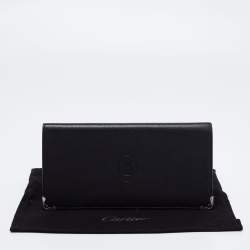 Pre Owned Cartier Black/Red Leather Must de Cartier Continental Wallet 