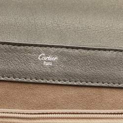 Cartier Grey Leather and Suede Feminine Line Top Handle Bag