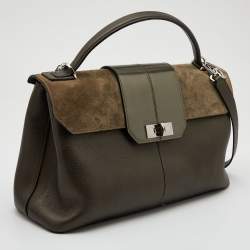 Cartier Grey Leather and Suede Feminine Line Top Handle Bag